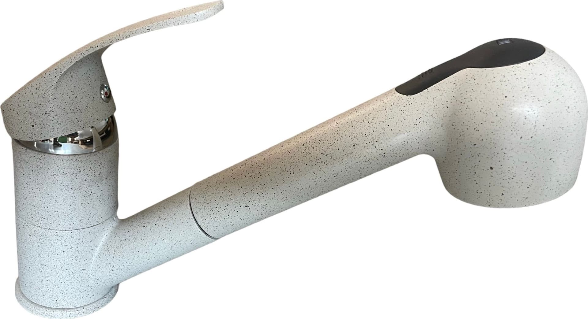 Miscelatore cucina colore marmo beige/bianco, con doccia estraibile - 3