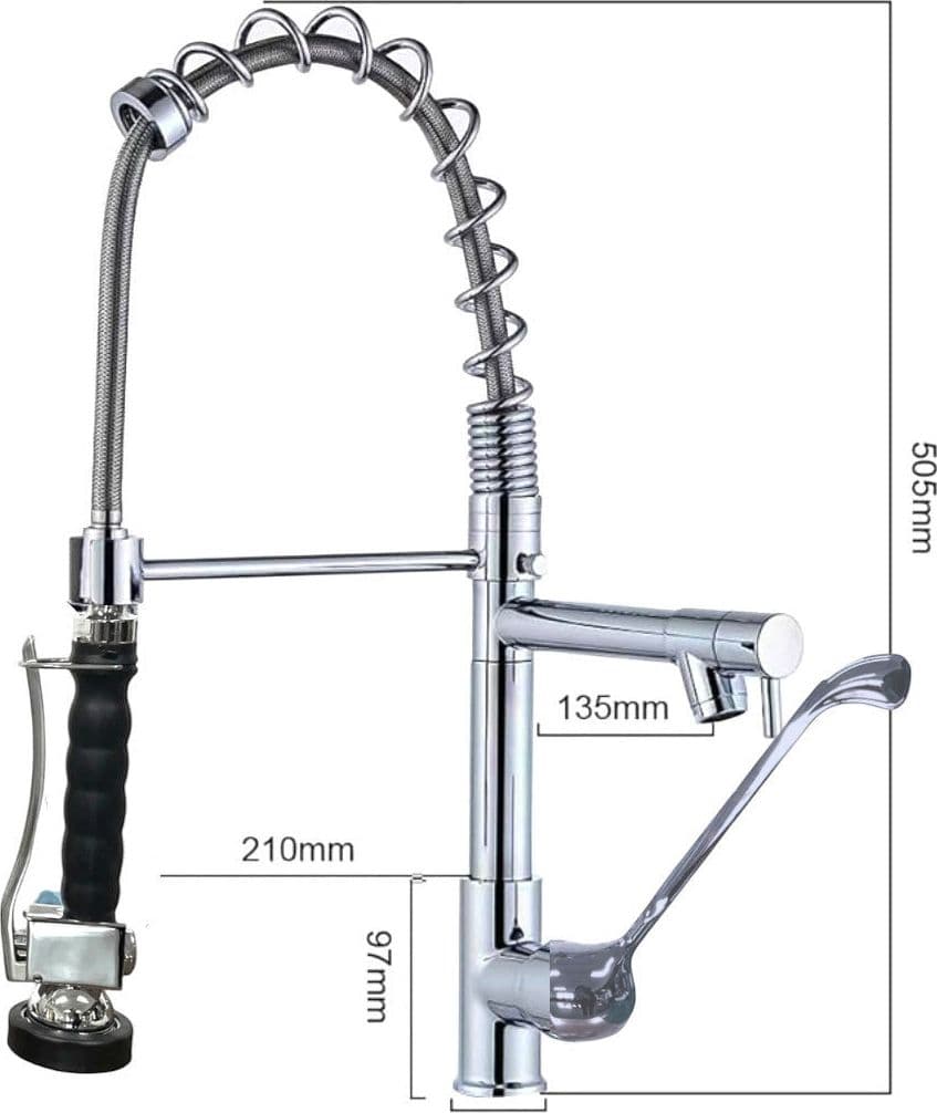 Miscelatore per cucina industriale doppia uscita con leva clinica e doccetta professionale in Rubinetti per lavelli da cucina BagnoClic.it - Pregnana Milanese, commercioVirtuoso.it
