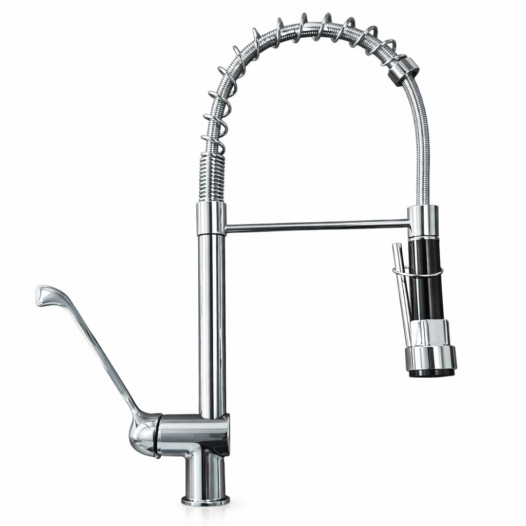 Rubinetto cucina industriale 50 cm in ottone con leva clinica e doccetta professionale - 6
