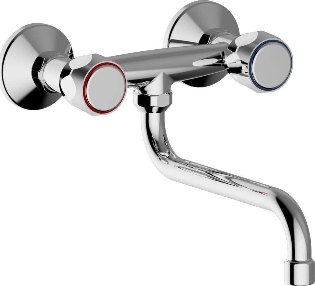 Rubinetto cucina lavanderia a muro con canna girevole, in ottone – Bagnoclic – moderno