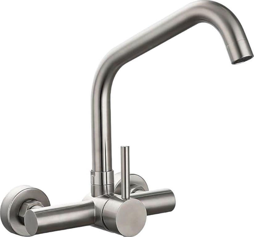 Rubinetto miscelatore a parete acciaio inox satinato opaco – Bagnoclic – industriale