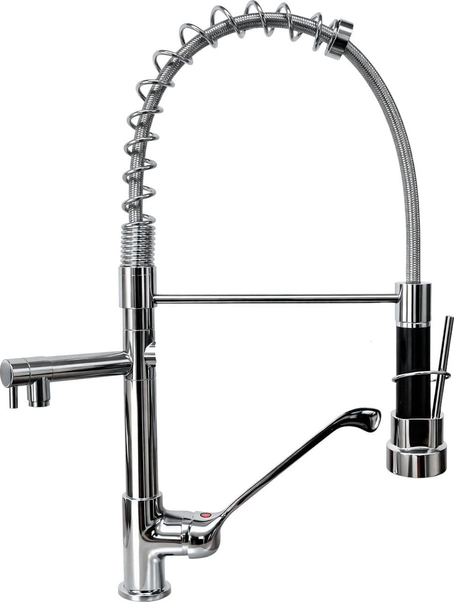 Rubinetto miscelatore cucina professionale industriale con leva clinica doppia uscita - 2