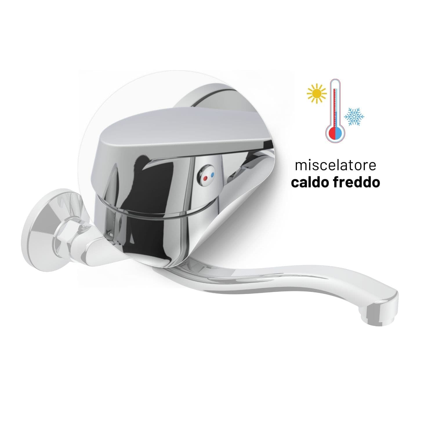Miscelatore A Muro Milano Plus in Ottone Lavello Cucina con Erogazione Orientabile - 6