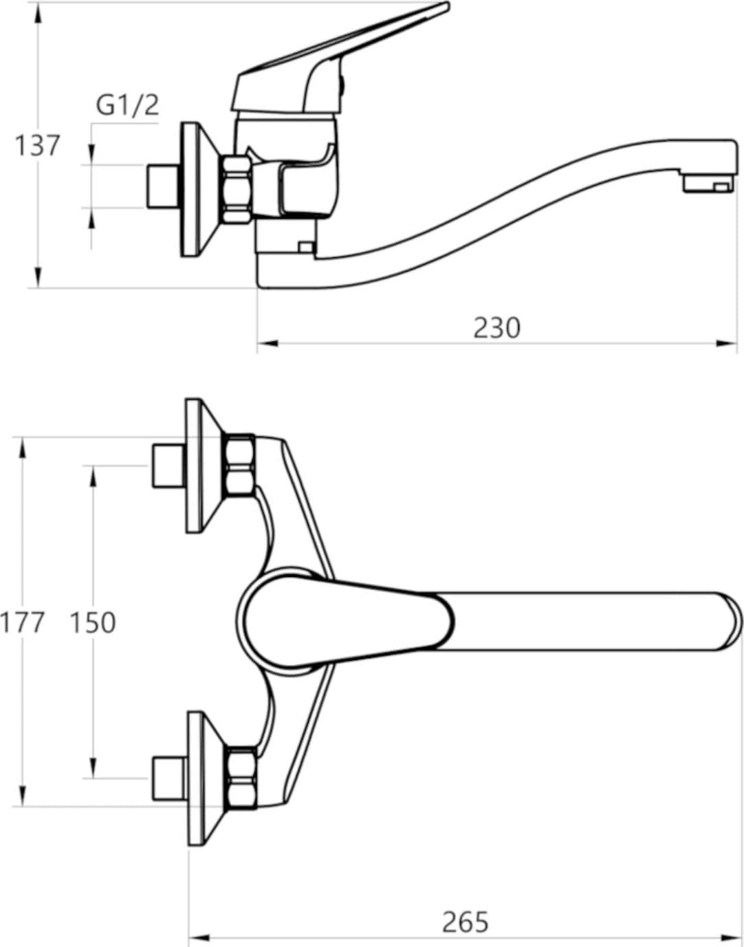 Miscelatore A Muro Milano Plus in Ottone Lavello Cucina con Erogazione Orientabile - 7