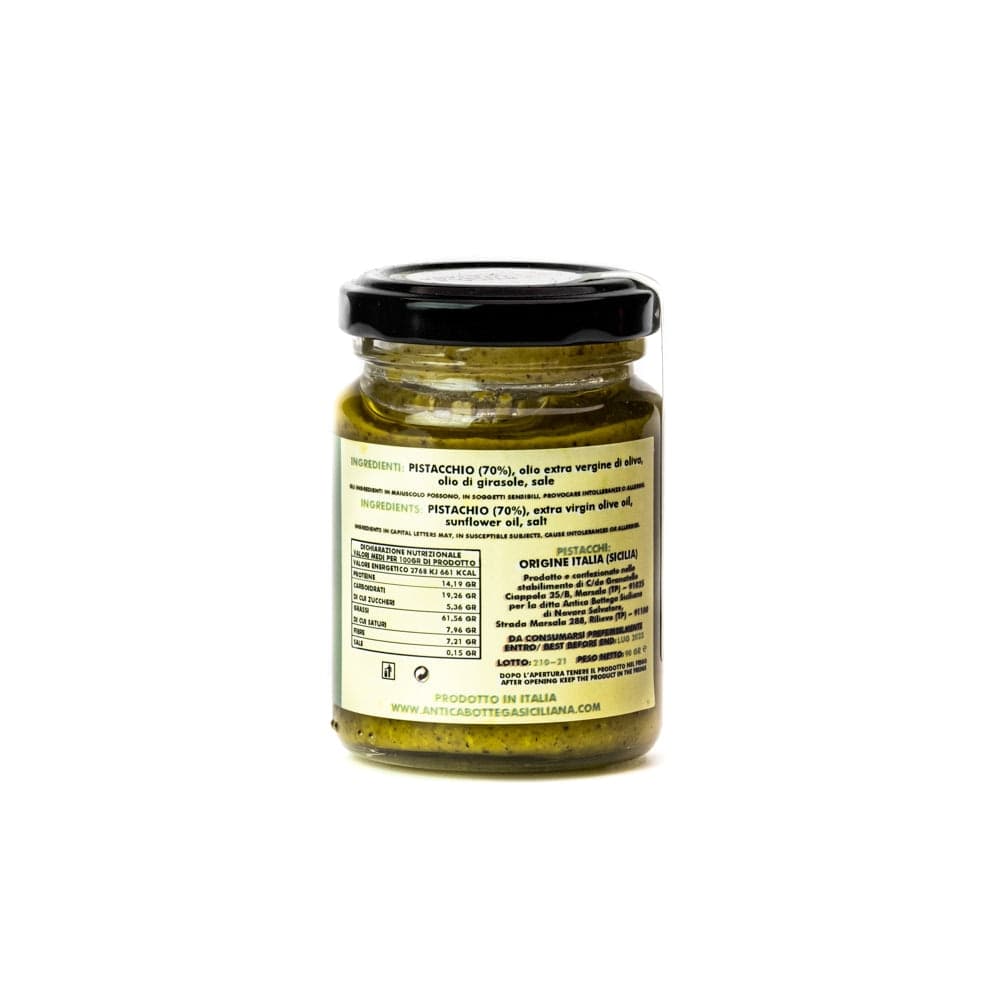 PESTO DI PISTACCHIO SICILIANO 90 GRAMMI in Pistacchi Antica Bottega Siciliana - Misiliscemi, commercioVirtuoso.it