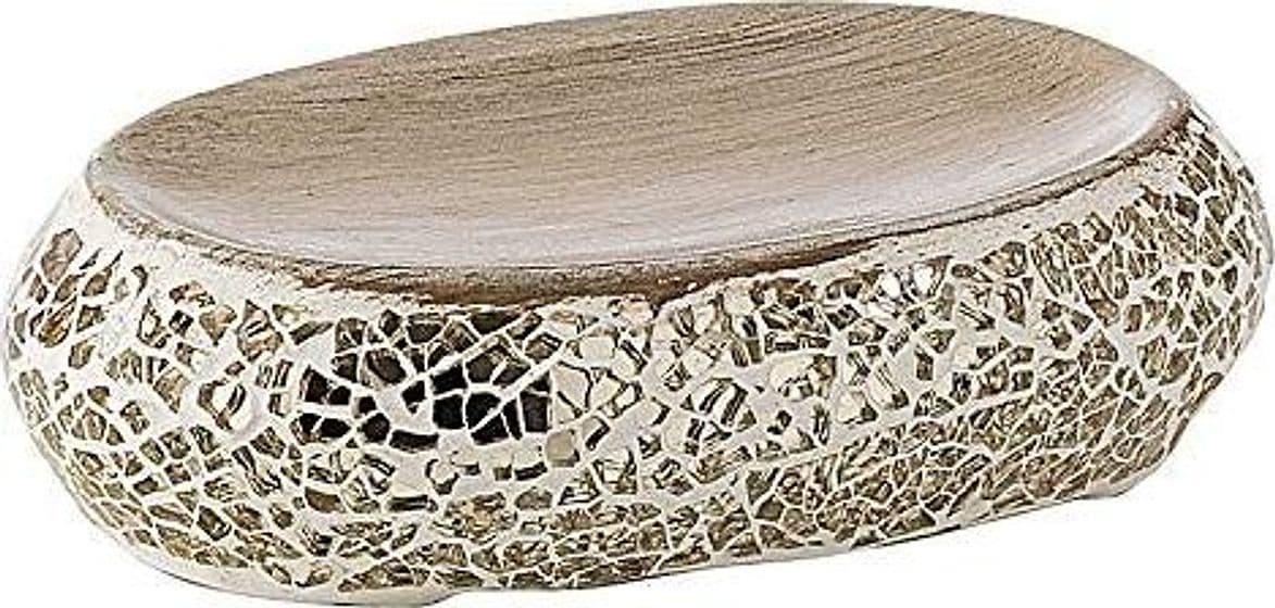 Portasapone in vetro e ceramica oro e panna - Linea Myosotis di Gedy – Bagnoclic – marmo