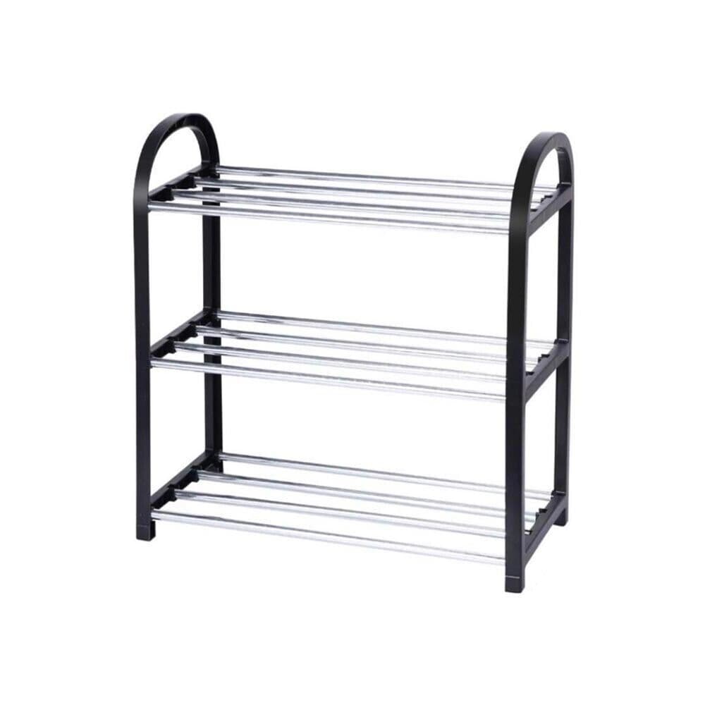 Scarpiera Salva Spazio Scaffale 3 Ripiani Piani Porta Scarpe Nero - 3