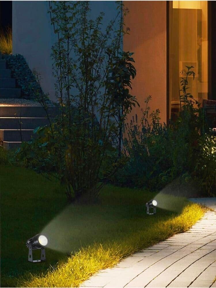 Faretto Led Luce Calda Cob 3.5 W Proiettore Da Giardino Terra Staffa A Parete - 5