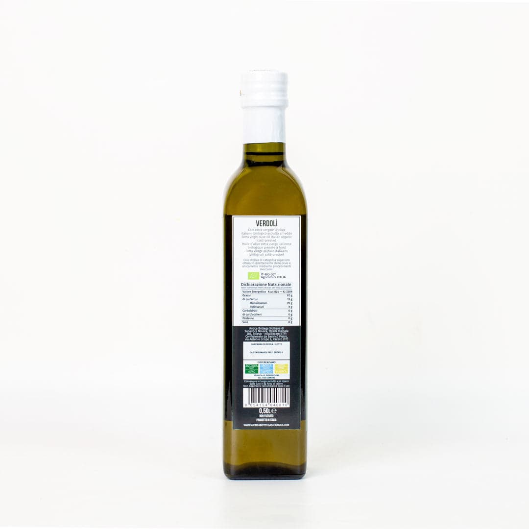 Olio Extra Vergine d'oliva Italiano Biologico Verdolì - 0,50 cl in D'oliva Antica Bottega Siciliana - Misiliscemi, commercioVirtuoso.it