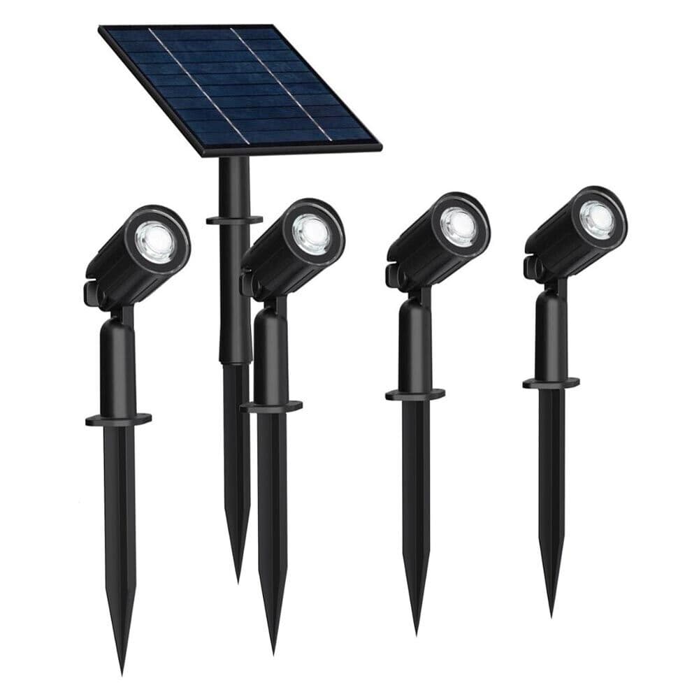 Serie 4 Faretti Led Luce Bianca Faretto Pannello Solare Picchetto Giardino Ip65 - 5
