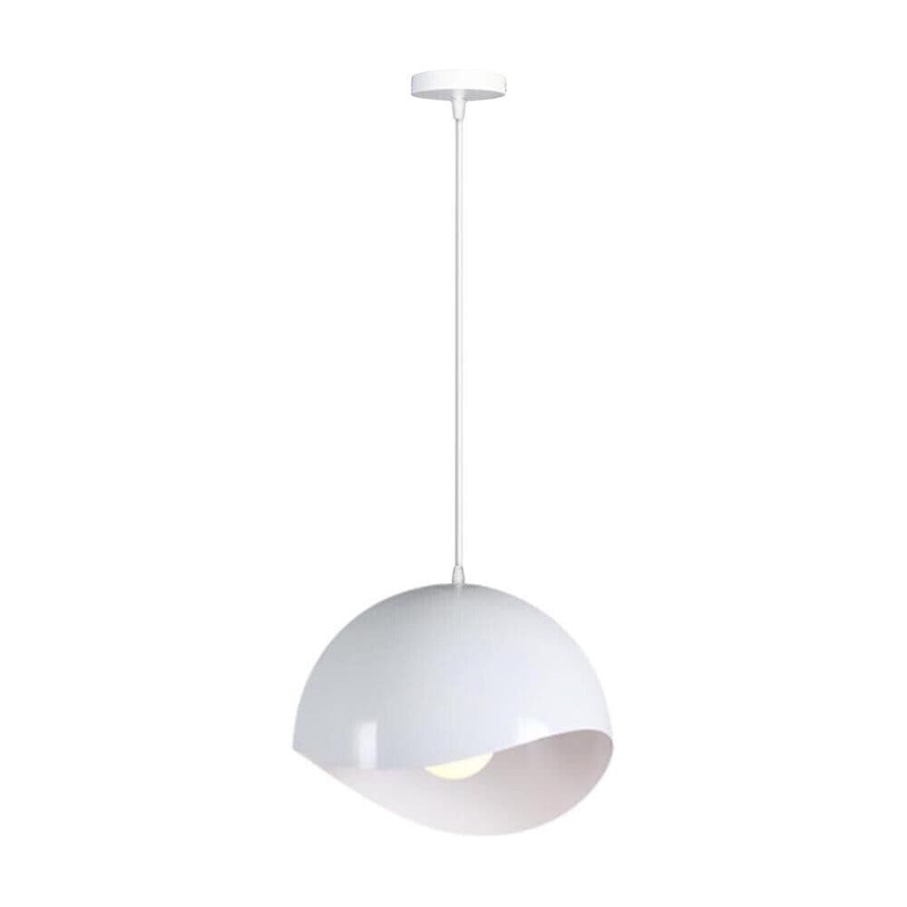 Lampadario A Sospensione Forma Guscio D'uovo Portalampada E27 Metallo Bianco - 5