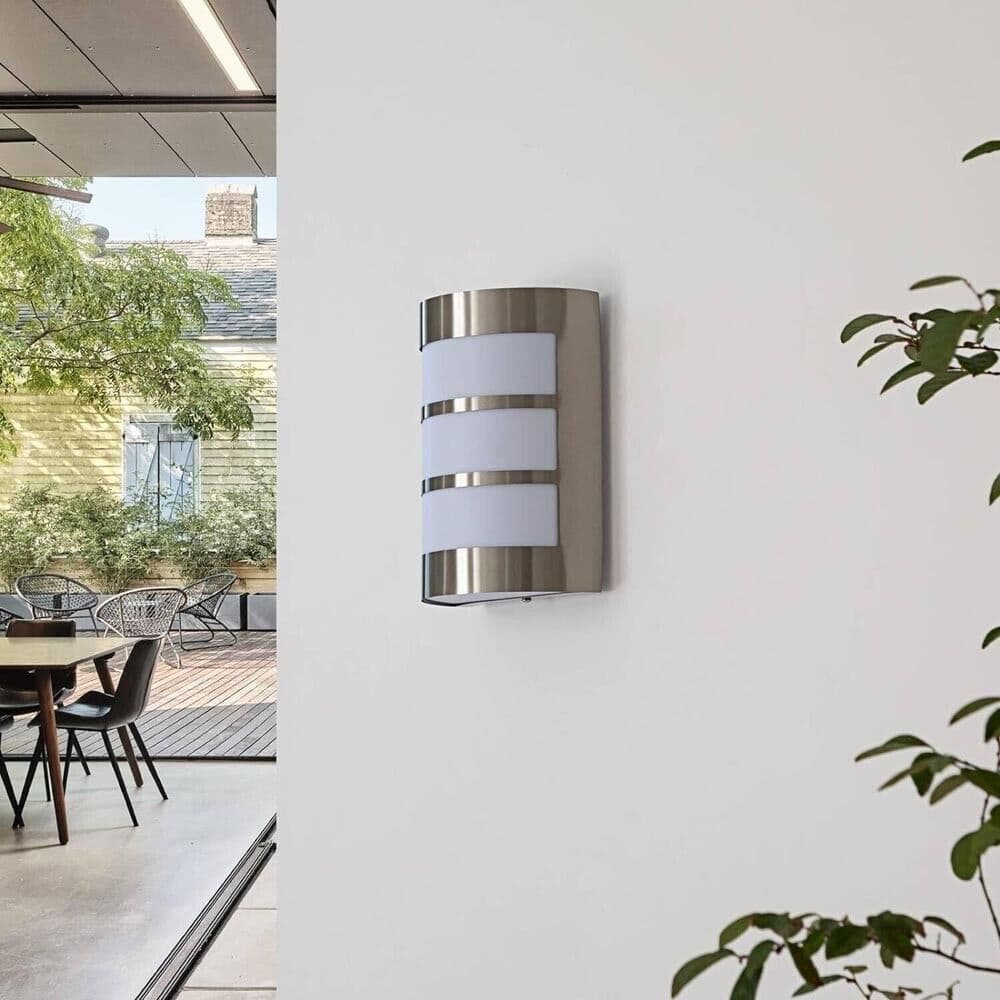 Applique In Acciaio Lampada Da Parete Muro Interno Esterno Portalampada E27 Ip44 - 5