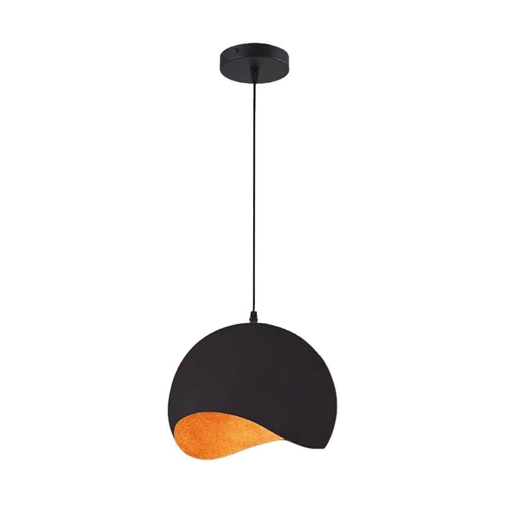 Lampadario A Sospensione Forma Guscio D'uovo Portalampada E27 Metallo Nero - 5