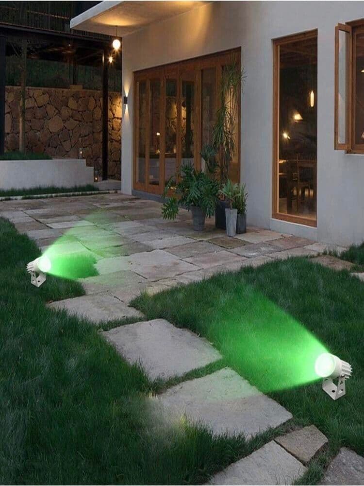 Faretto Led Luce Verde Cob 3.5 W Proiettore Da Giardino Terra Staffa A Parete - 5