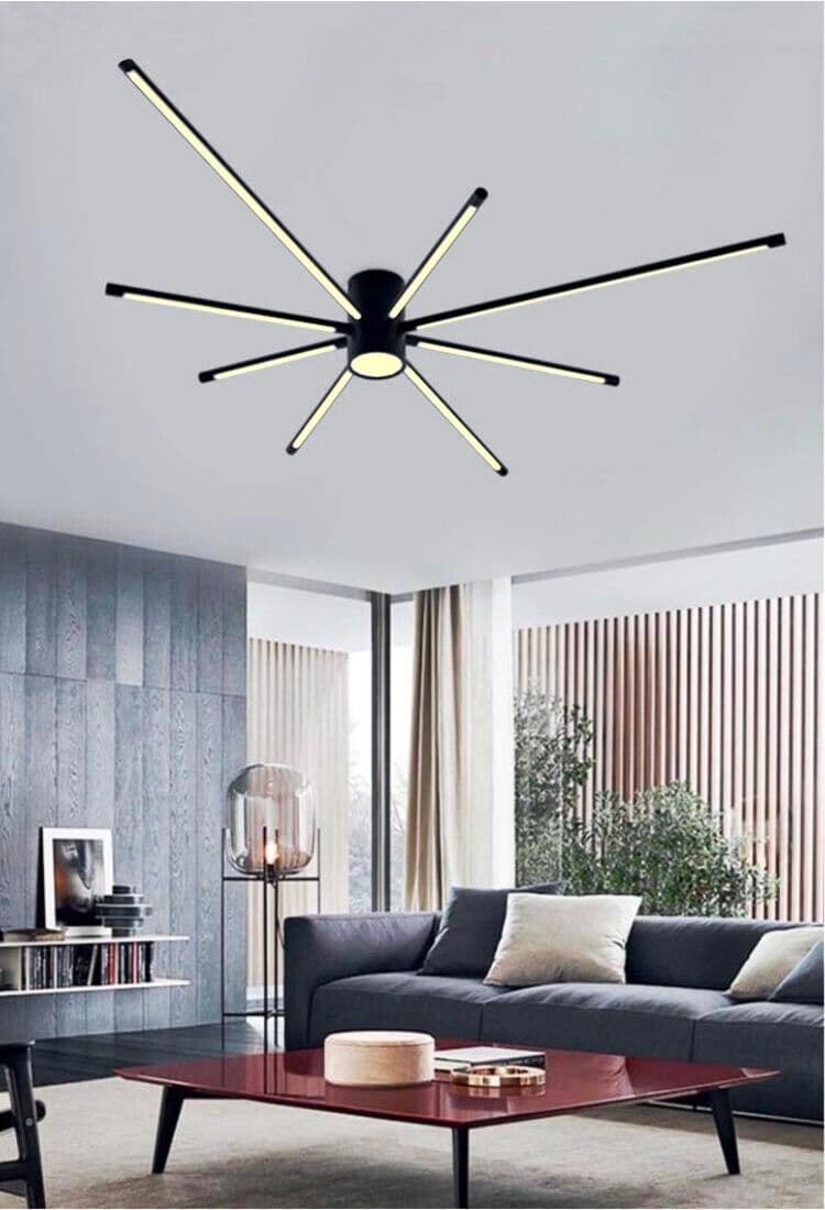 Lampadario Da Soffitto Plafoniera Led Luce Naturale 42 Watt Moderno Nero - 5