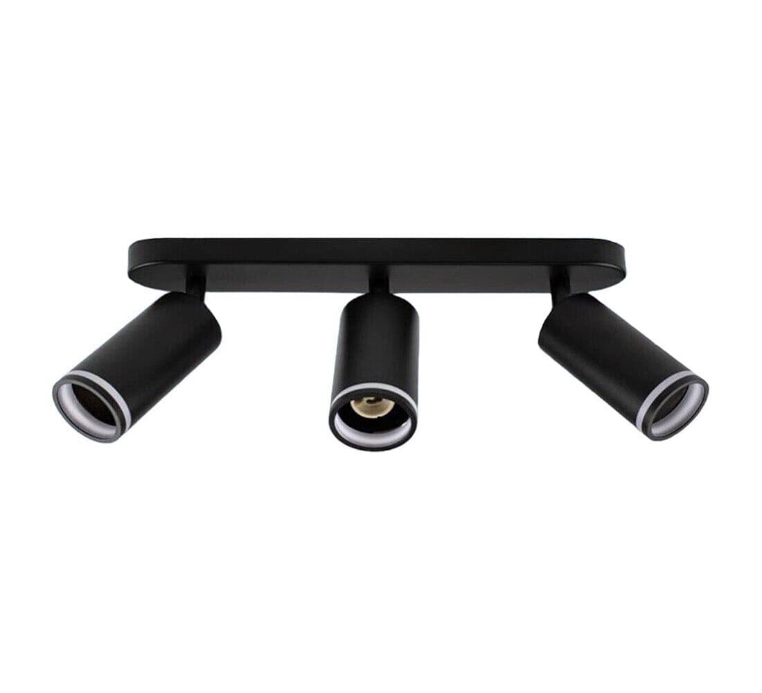 Faretto Orientabile Da Soffitto Supporto 3 Diffusori Portafaretto Gu10 Nero - 5