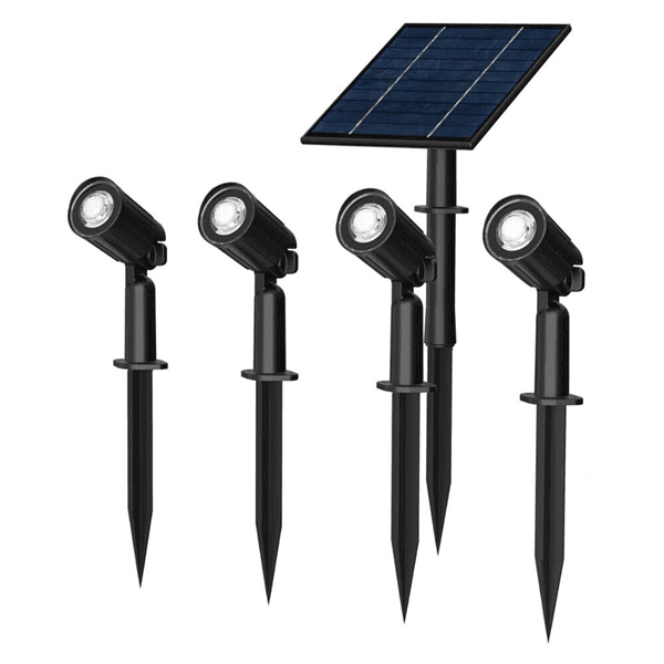 4 Faretti Led Luce Calda Faretto Con Pannello Solare Picchetto Da Giardino Ip65 - 5