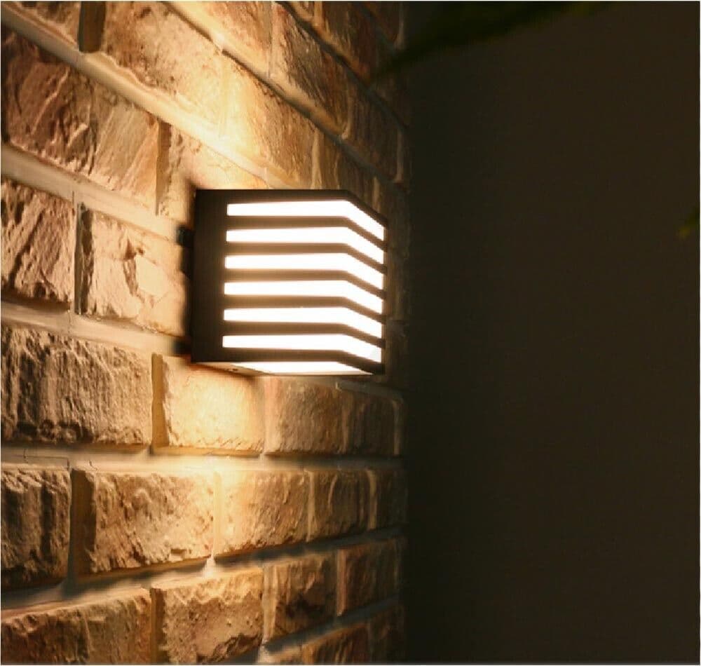 Applique Led Luce Calda Lampada A Parete Muro 10 W Esterno Faretto Cubo Nero - 5