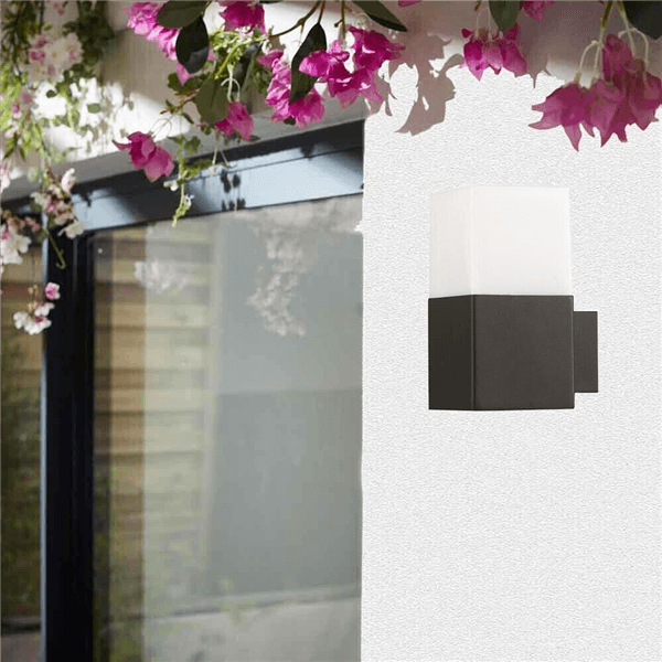 Applique Lampada Da Parete Muro Interno Esterno Portalampada E27 Ip44 Cubo Nero - 5