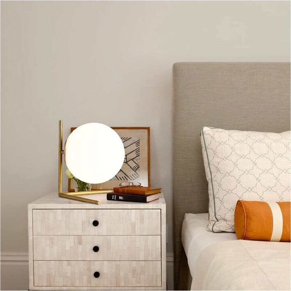 Lampada Da Tavolo 1 Sfera Lume Supporto Abat Jour Bronzo G9 D34 - 5
