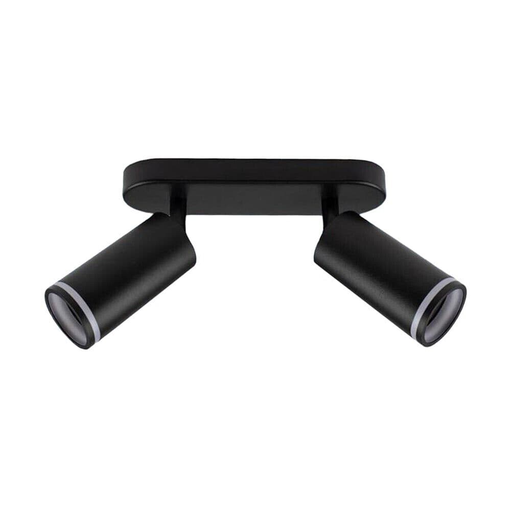 Faretto Orientabile Da Soffitto Supporto 2 Diffusori Portafaretto Gu10 Nero - 5