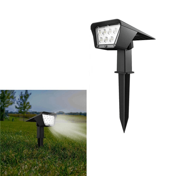 Faretto 7 Led Luce Bianca Picchetto Da Terra Pannello Solare Lampada A Muro Ip65 - 5