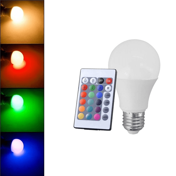 Lampadina Led Luce Bianca 9 W Lampada Cromoterapia 16 Colori Rgb Telecomando E27 - 5