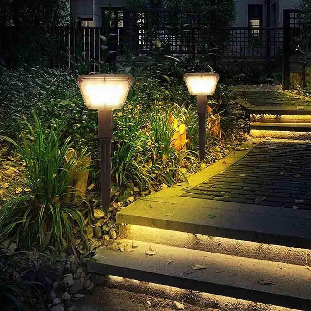 Faretto 7 Led Luce Calda Picchetto Da Terra Pannello Solare Lampada A Muro Ip65 - 5