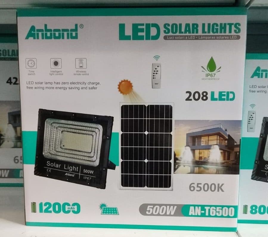 FARO con Pannello Solare LED Sensore Crepuscolare 100W 500W 800W luce 6500k ip67 - 6