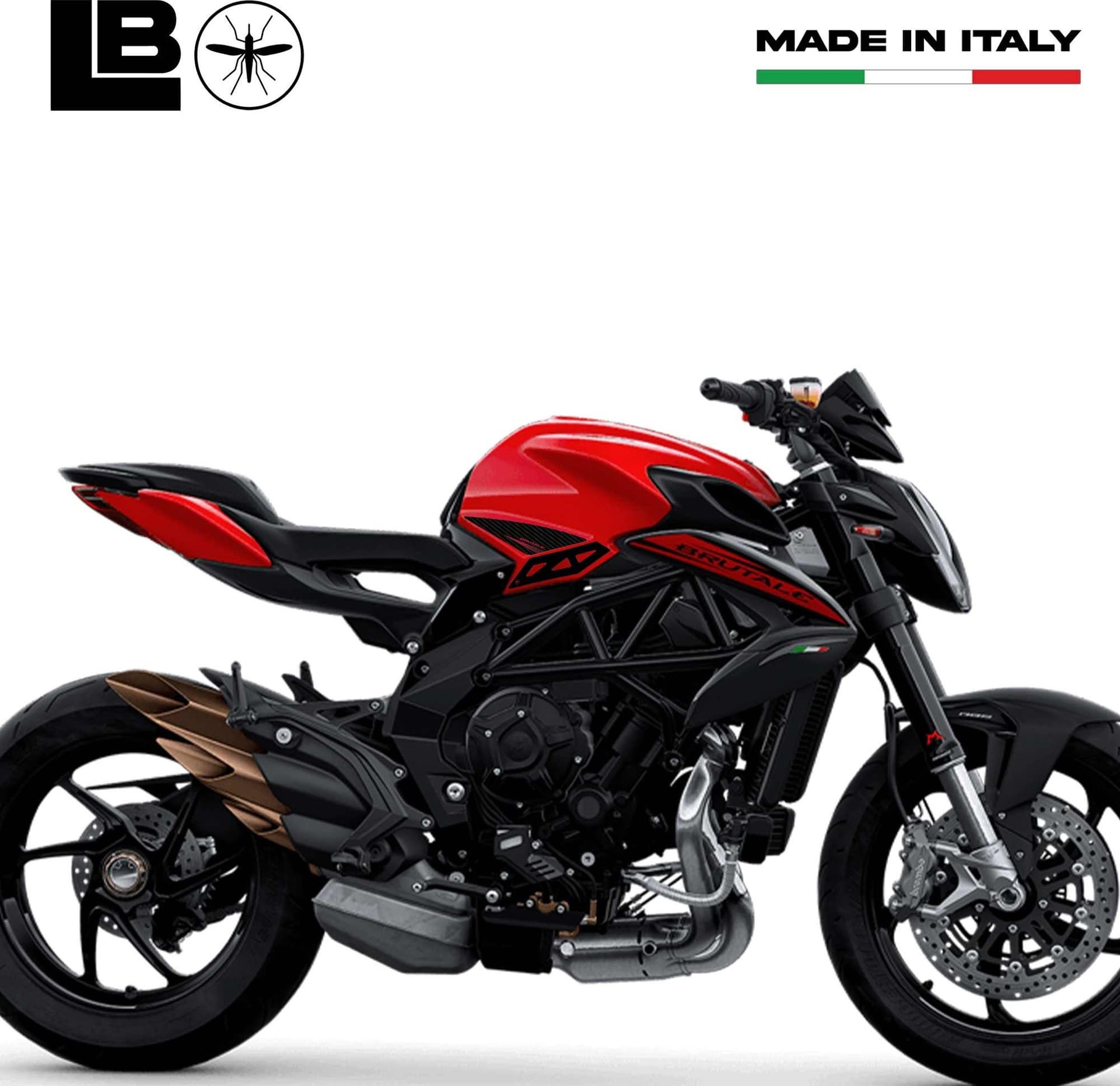 Adesivi 3D laterali serbatoio compatibili con moto Mv Agusta Brutale 2016-23 - 4