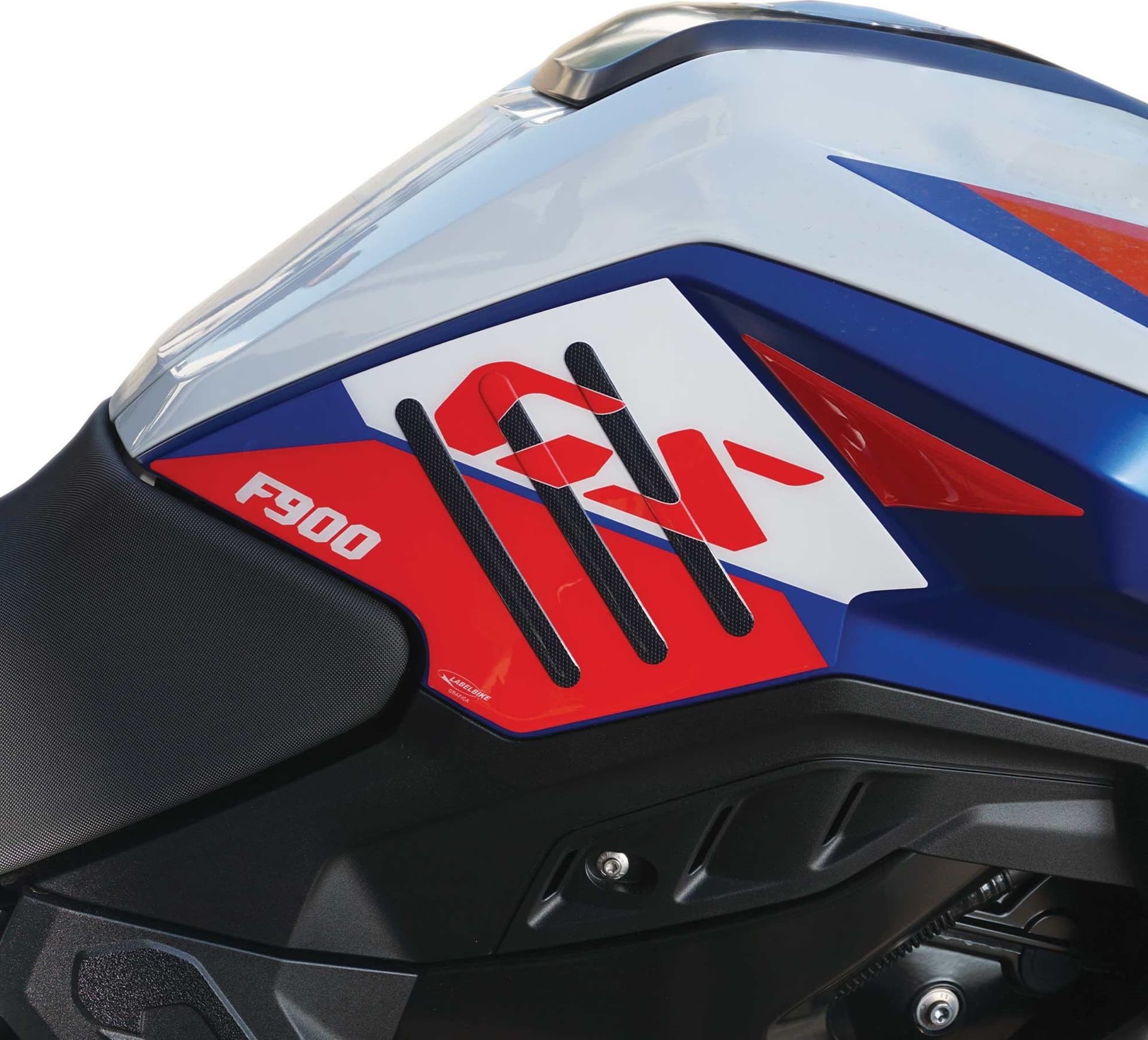 Adesivi 3D Protezioni Laterali Serbatoio moto compatibile con BMW F900 GS 2024 – Blu – Labelbike – moderno
