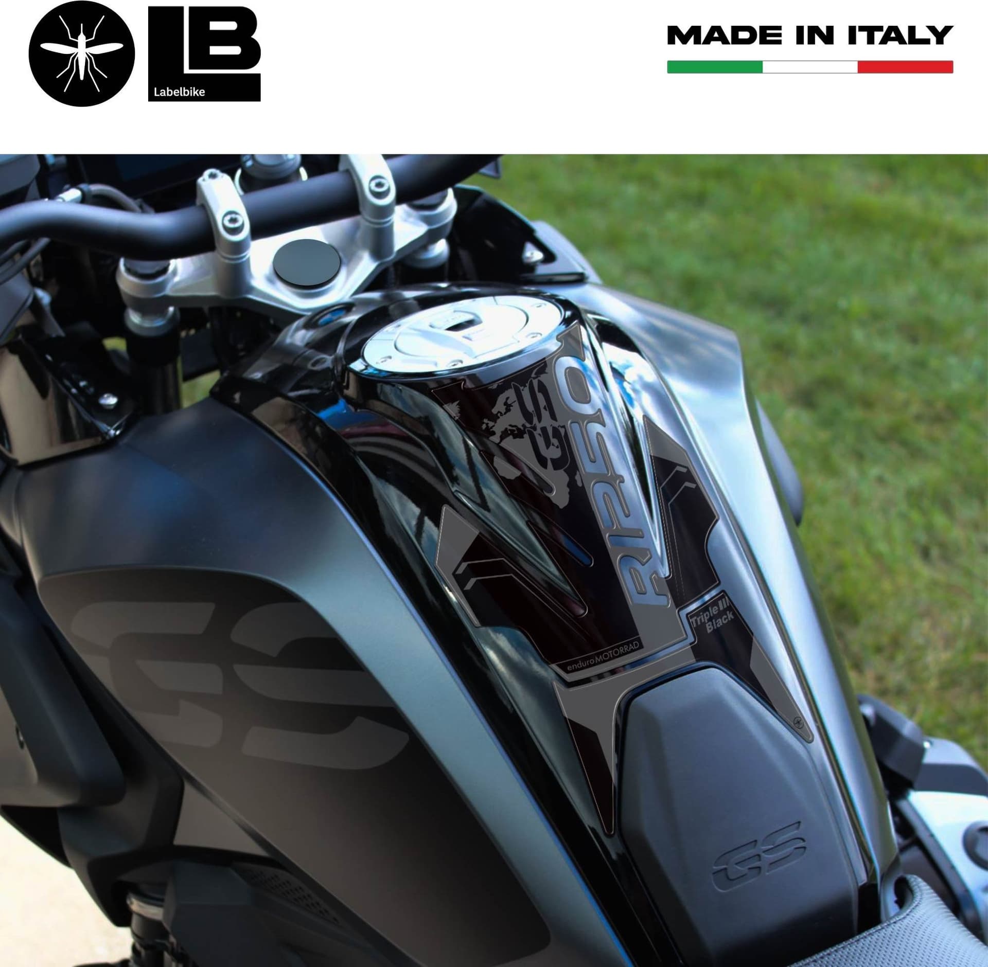 Adesivo 3D Paraserbatoio moto compatibile con BMW R 1250 GS Triple Black 2021-23 - 3