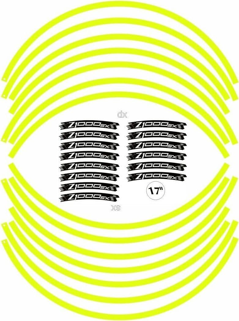 Kit Strisce Adesive compatibili con Cerchi 17 Kawasaki Z1000sx giallo fluo - 3
