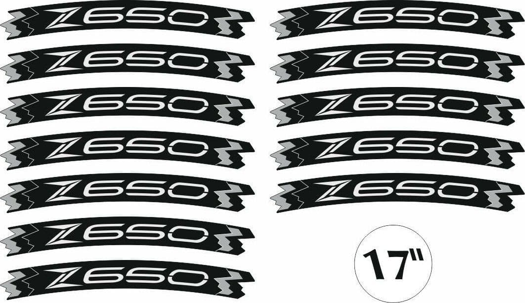 Kit Strisce Adesive Cerchi 17 compatibile con Kawasaki Z650 giallo fluo - 3