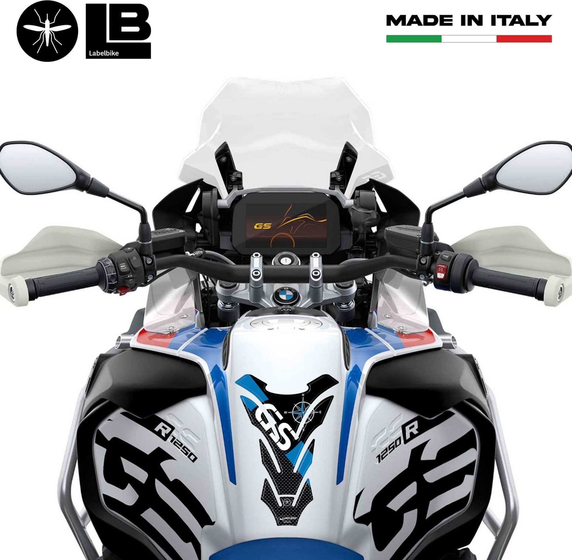 Paraserbatoio adesivo 3d per serbatoio compatibile con bmw gs carbonio blu - 2