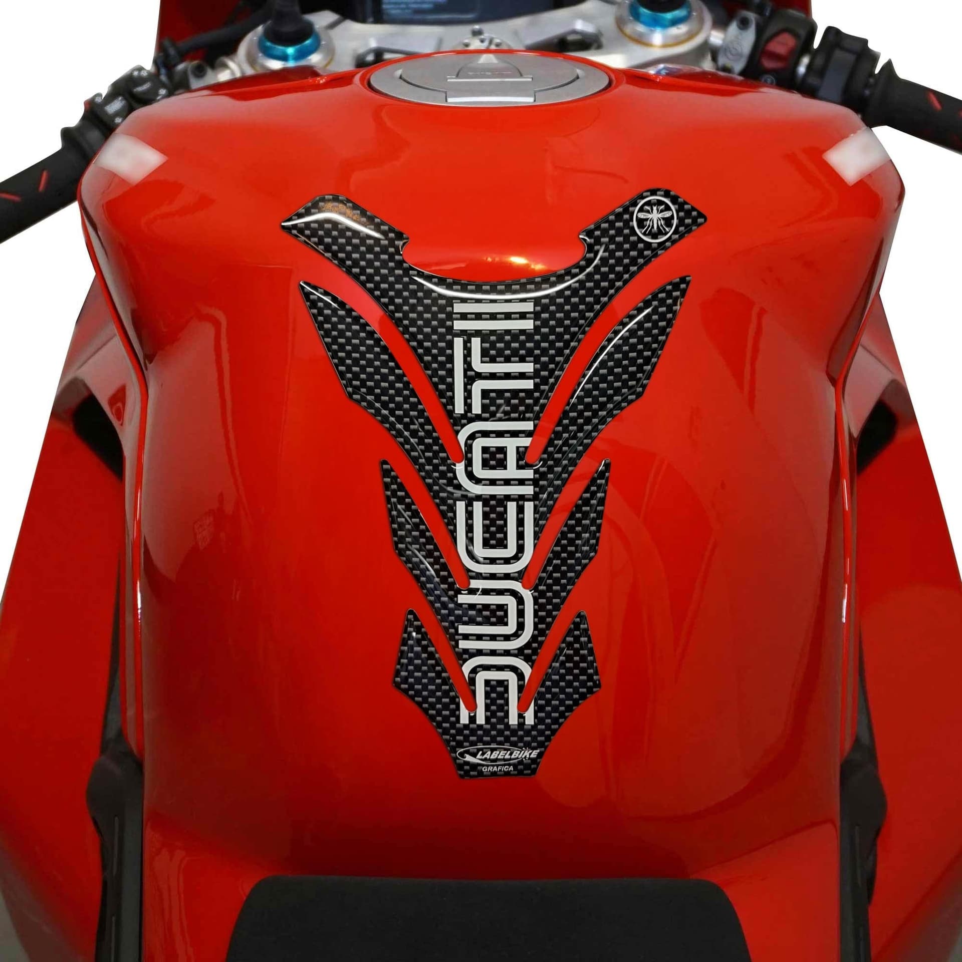 PARASERBATOIO-ADESIVI-3D-Carbonio-SERBATOIO-Compatibile-MOTO-DUCATI-OLD-Style