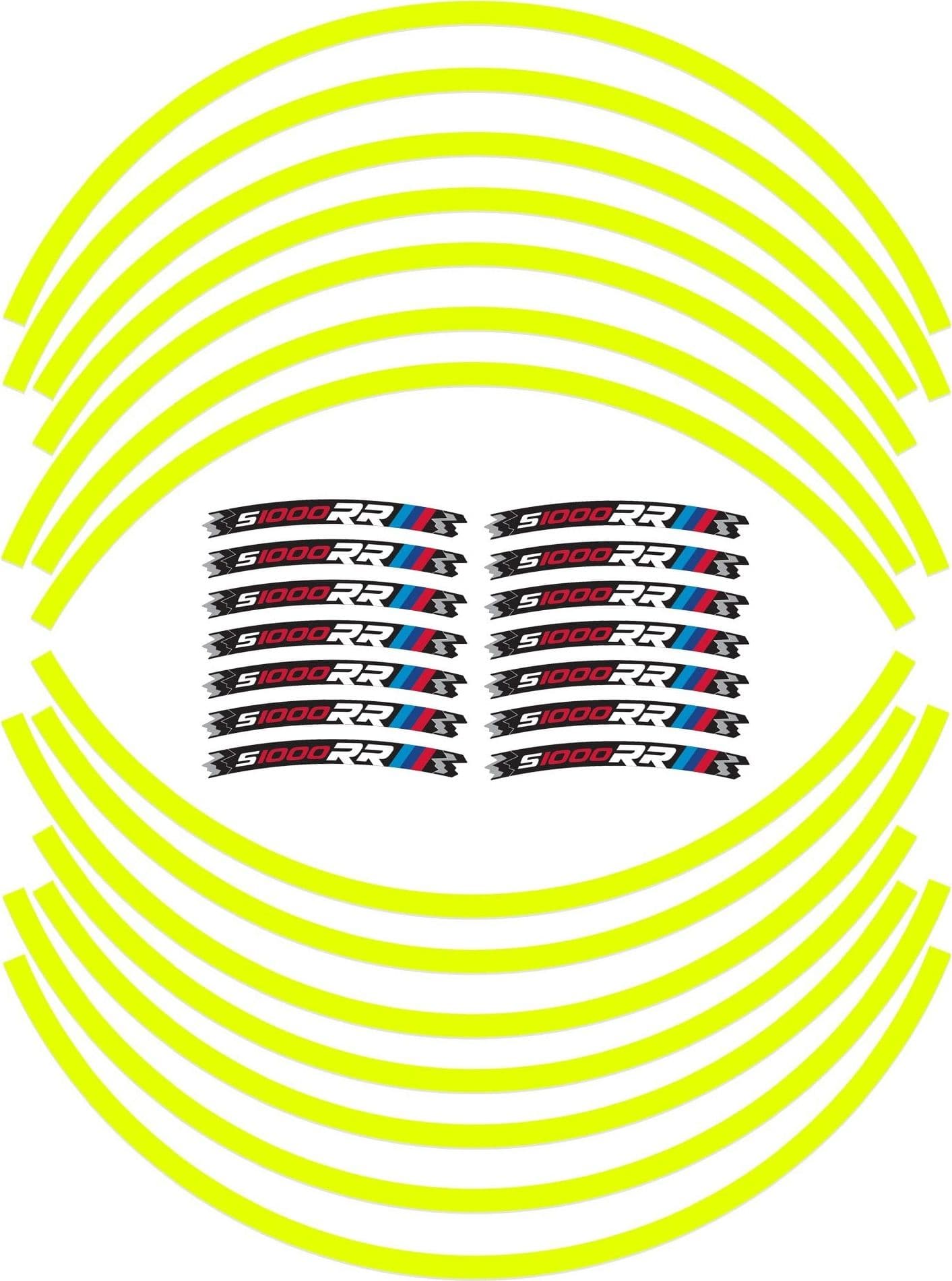 KIT STRISCE ADESIVE compatibili CERCHI 17 MOTO S1000 RR BMW S1000RR GIALLO FLUO - 2