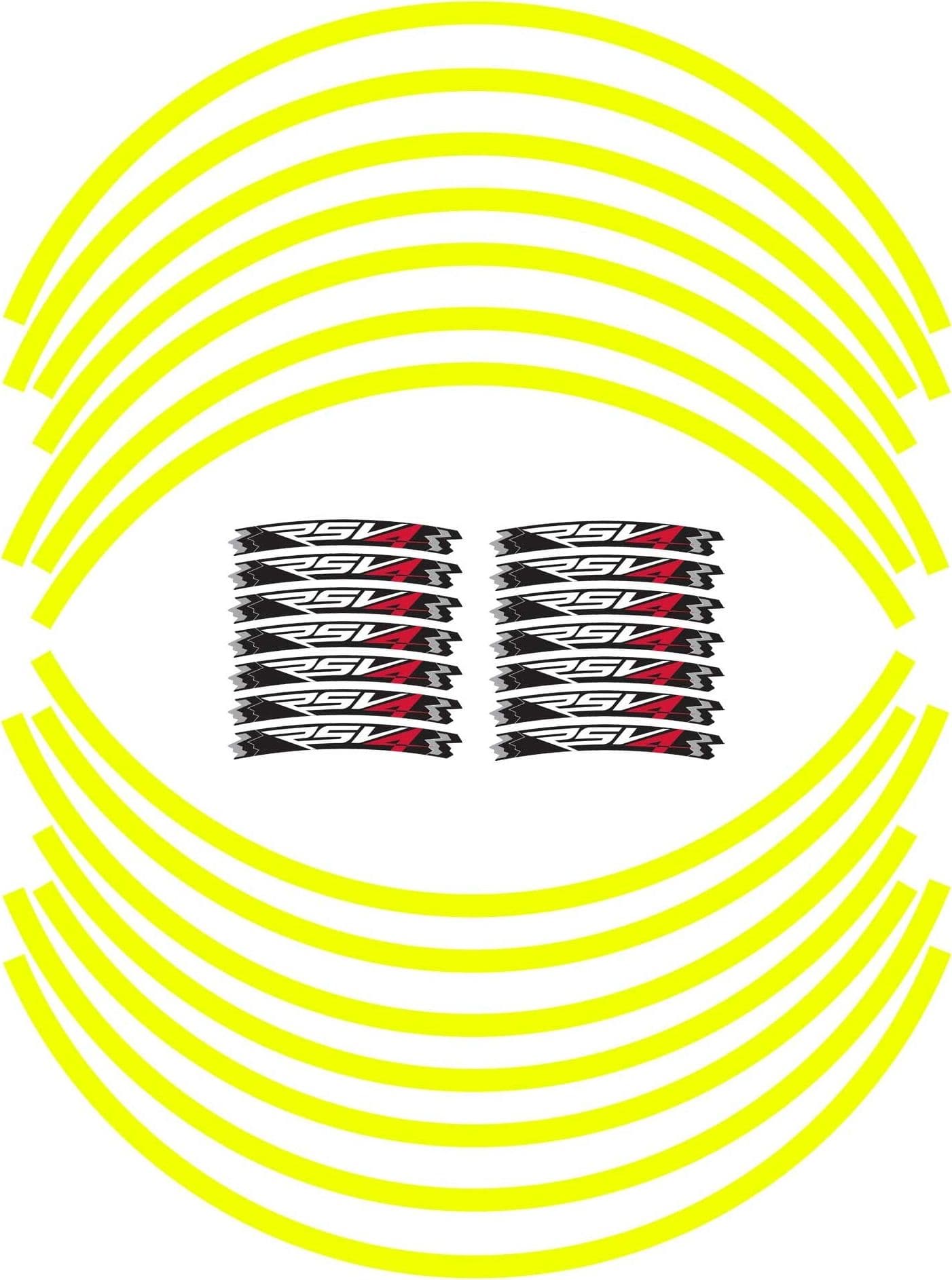 Kit Strisce Adesive per Cerchi 17 compatibili con Aprilia Rsv4 - giallo fluo - 2