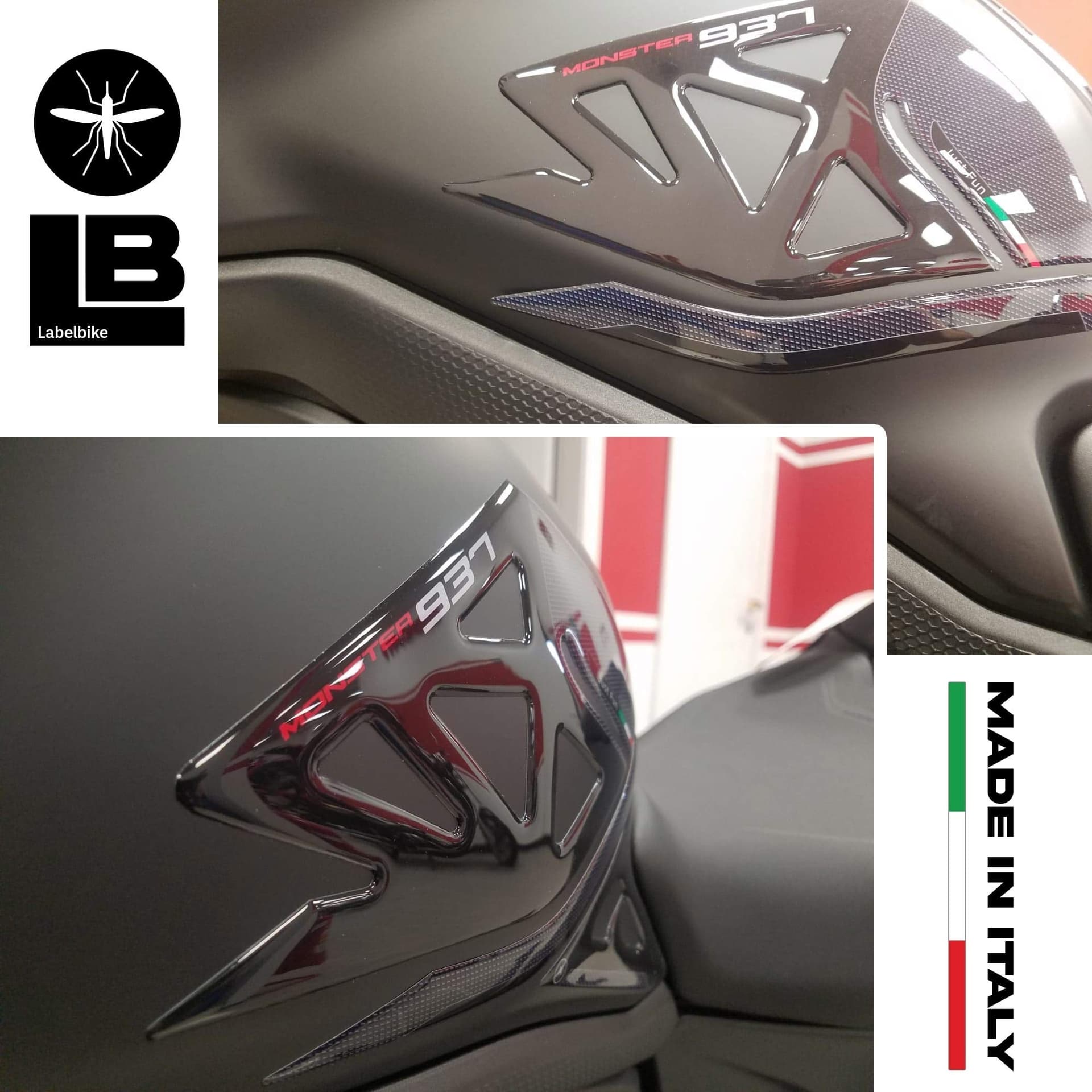 Adesivi 3D Protezioni Laterali serbatoio compatibili con Ducati Monster 937 2021 - 6