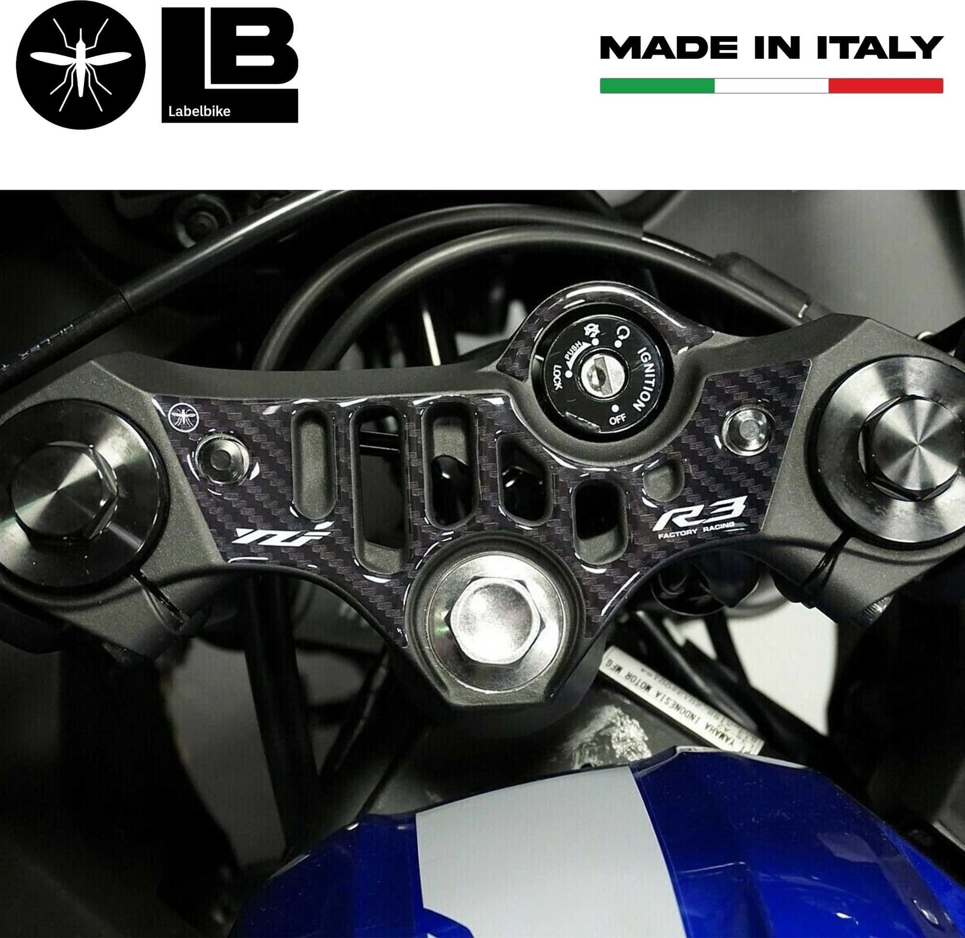 Adesivo piastra sterzo 3D compatibile con Yamaha R3 2019-2025 - 2