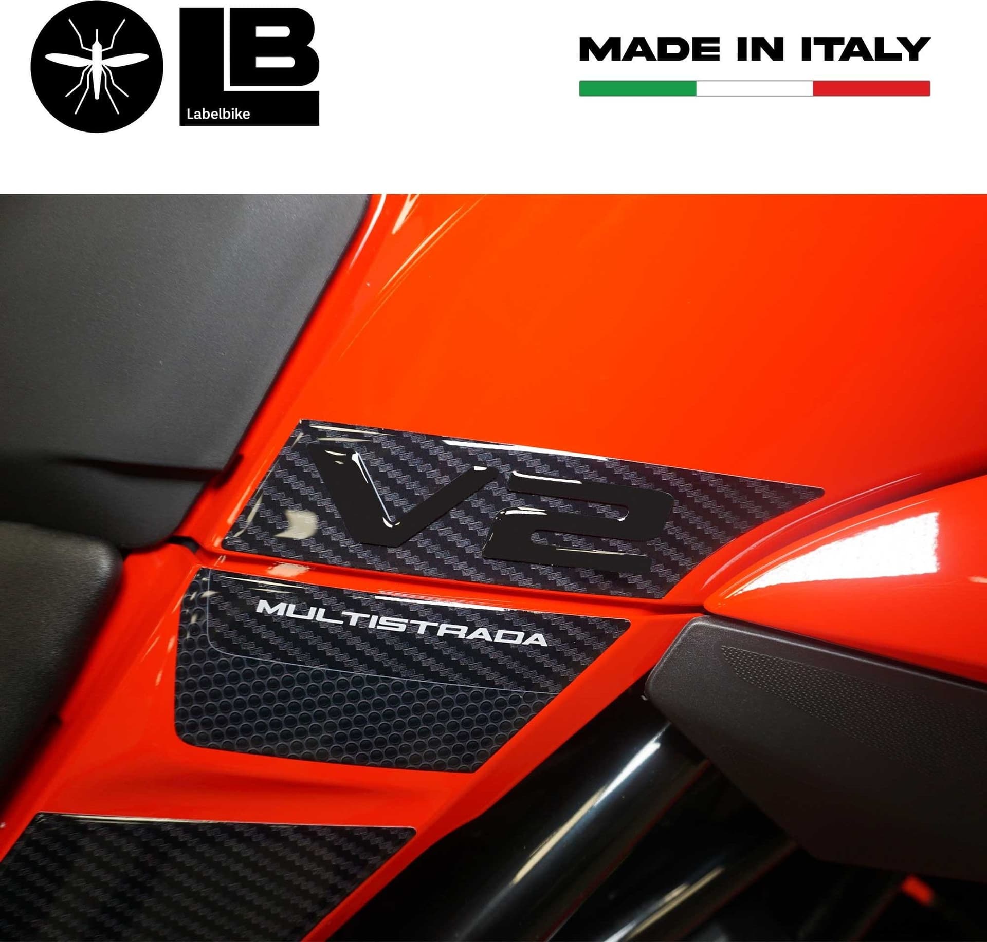 Adesivi 3D Serbatoio Laterali compatibili con Ducati Multistrada V2 950 2022-23 - 6