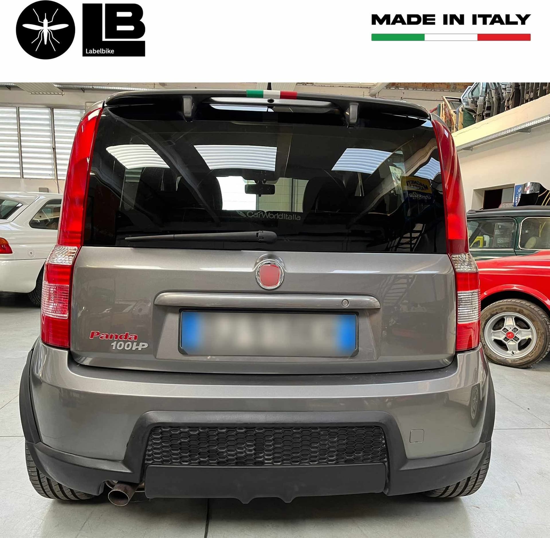 Adesivo in resina gel 3D scritta Panda 100 hp emblema auto compatibile con Fiat - 4