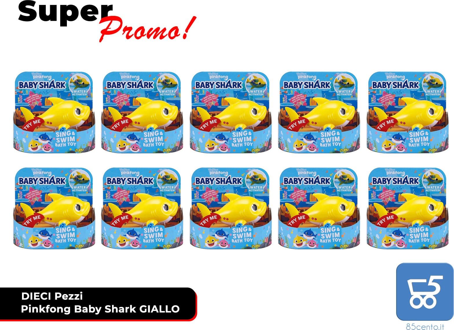 Promo 10 Pezzi Pinkfong Baby Shark Giocattolo da Bagno Canta e Nuota a Batteria Giallo per Bambini +18 Mesi, Nuota per Davvero! Rivenditore - 6