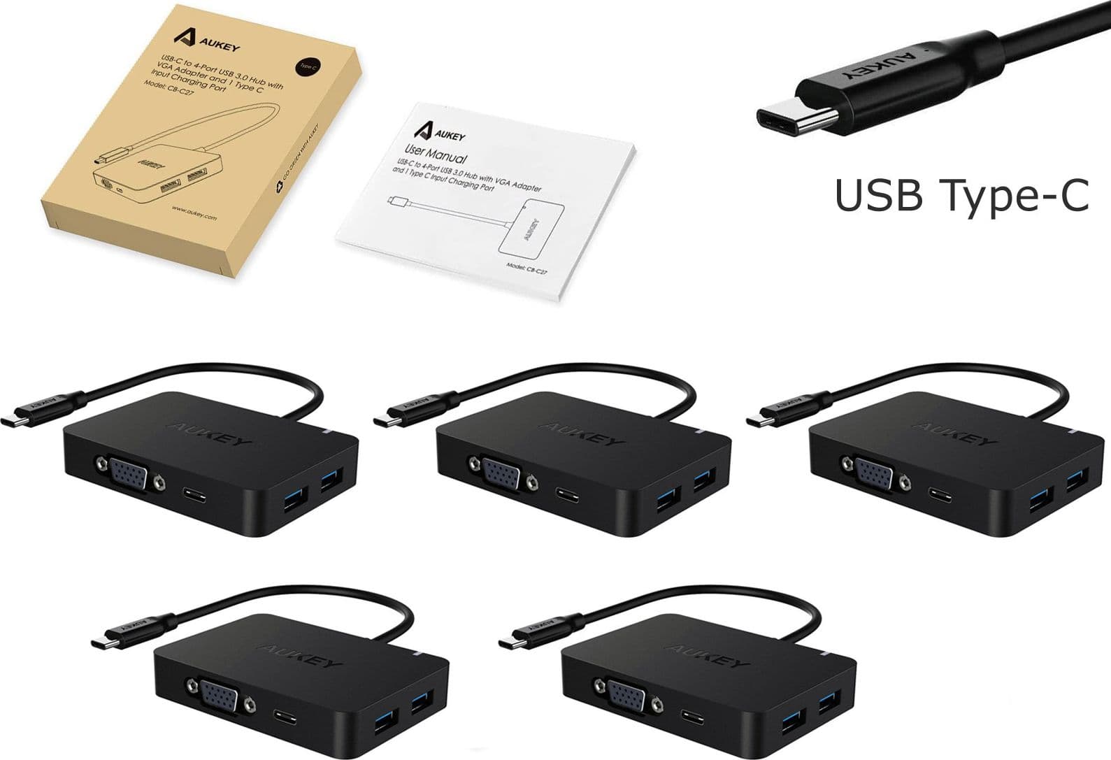 PACK 5 PER Usb Type-C Hub 4 USB 3.0 ricarica uscita Vga Full Hd Macbook Pro Samsung Lenovo Dell Huawei - RIVENDITORE - 7
