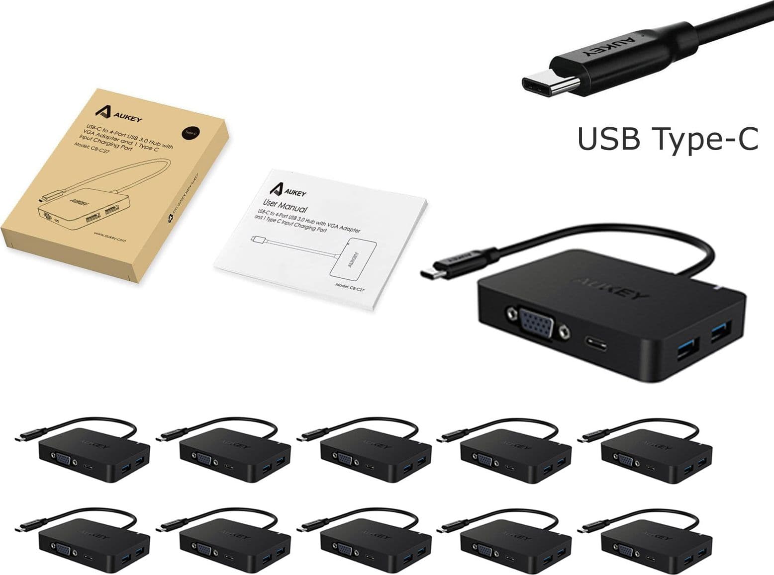 PACK 10 PER Usb Type-C Hub 4 USB 3.0 ricarica uscita Vga Full Hd Macbook Pro Samsung Lenovo Dell Huawei - RIVENDITORE - 7