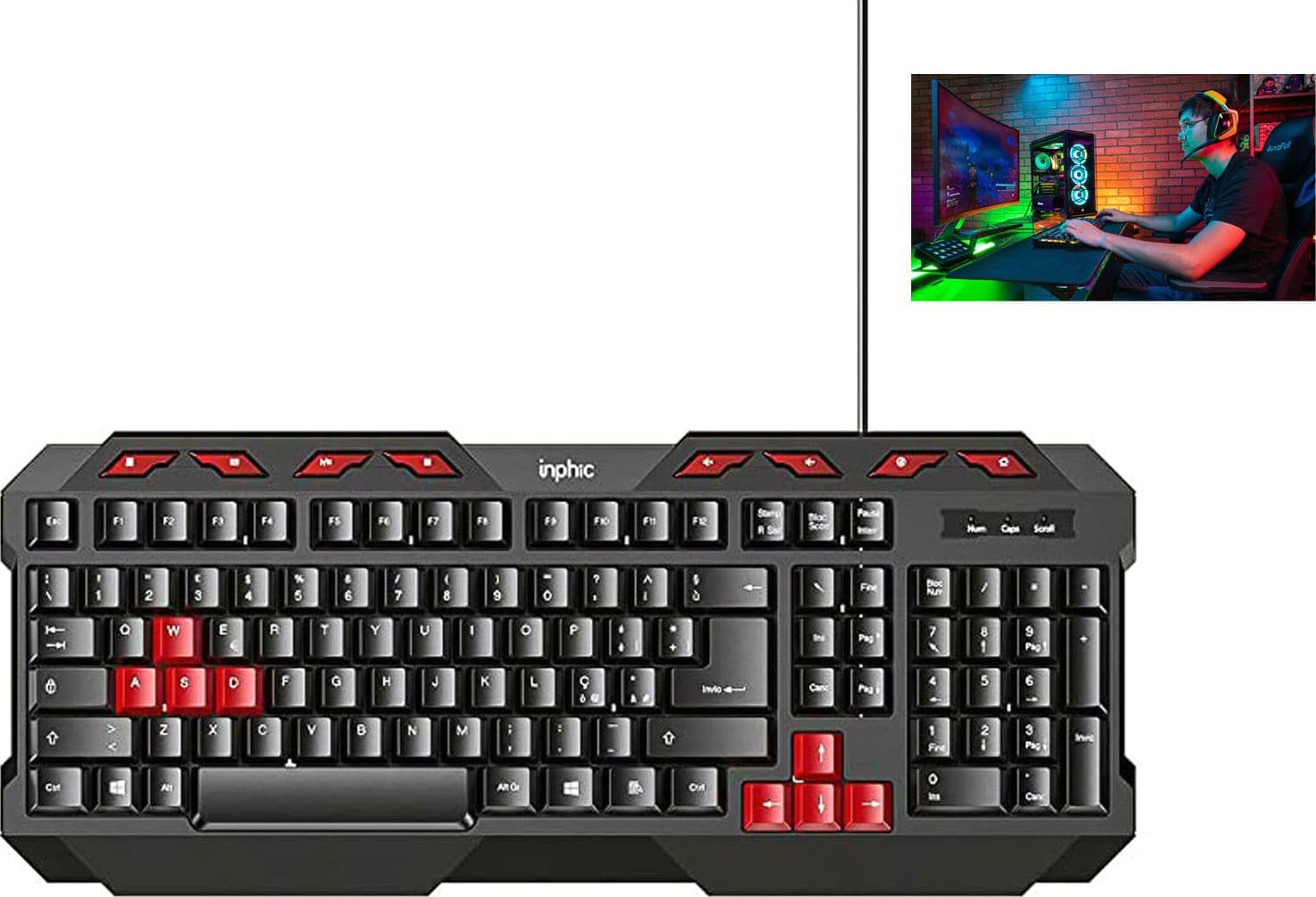 Tastiera Gaming Inphic V610 USB 112 Tasti QWERTY Italiano Anti-Ghosting Plug & Play da gioco - 4
