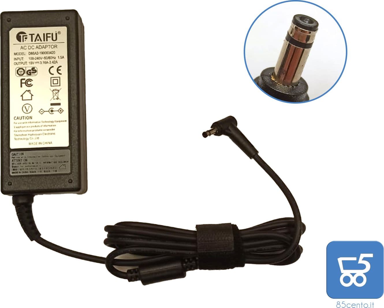 TAIFU Alimentatore adattatore 19V 65W 3,42A connettore 4,00x1,3 mm – elettronica