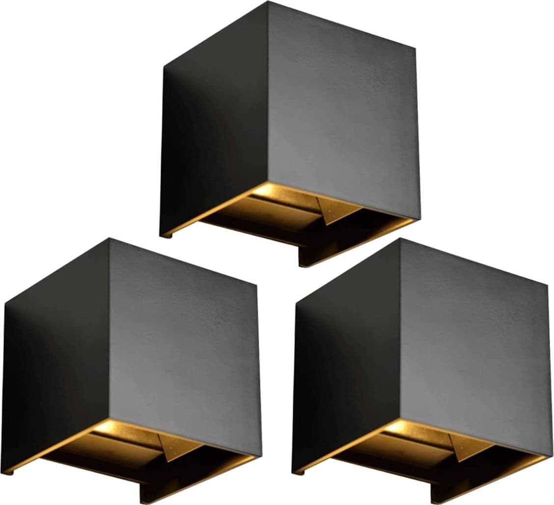 Kit da 3 Lampade da Parete a LED 12W IP65 Impermeabile per Interni ed Esterni Luce Regolabile 4000K Bianco Naturale Ex Demo