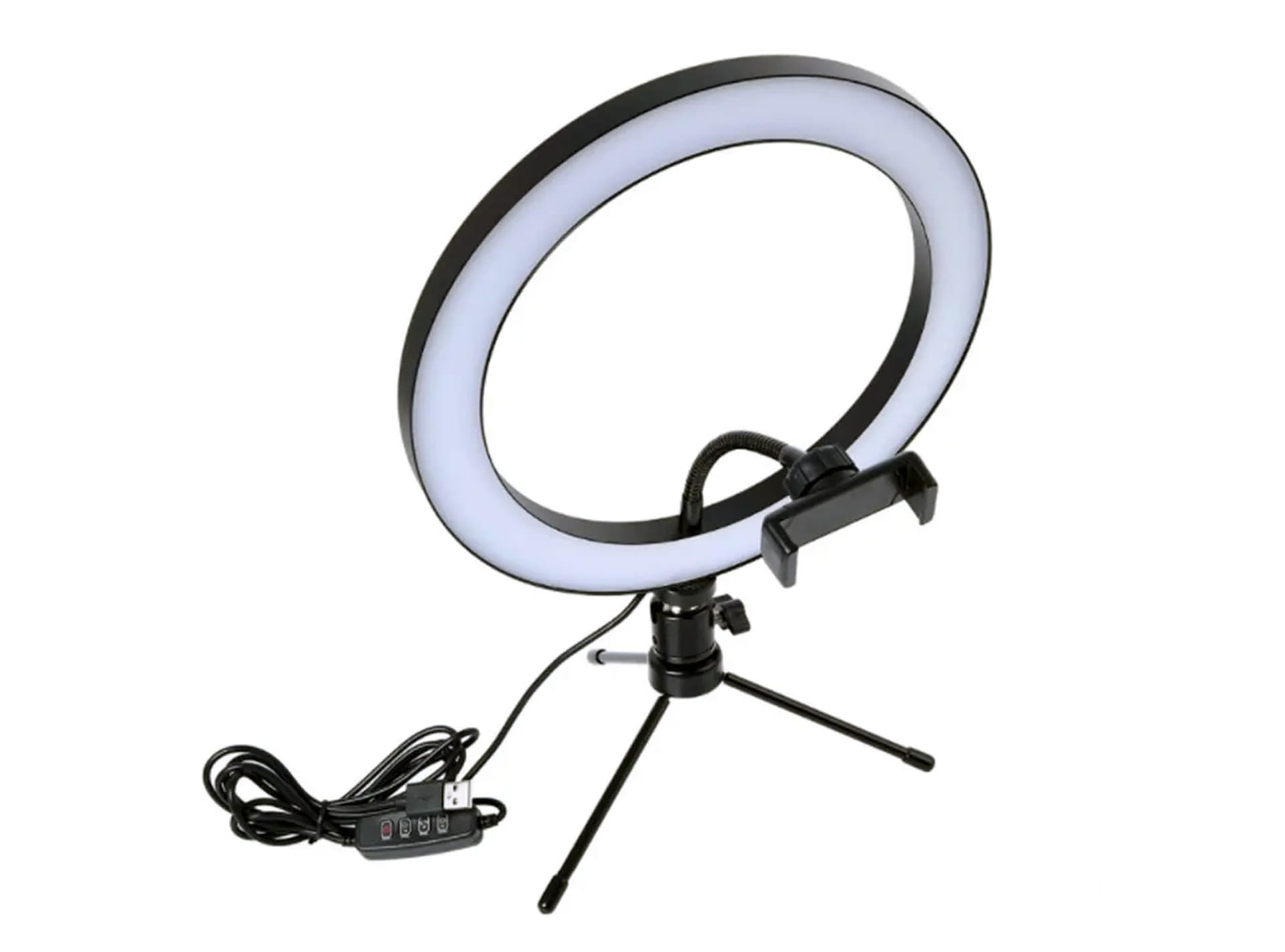 Luce ad Anello Ring Light con Mini Treppiede Supporto Smartphone Dimmerabile Diametro 20 cm USB – lampada
