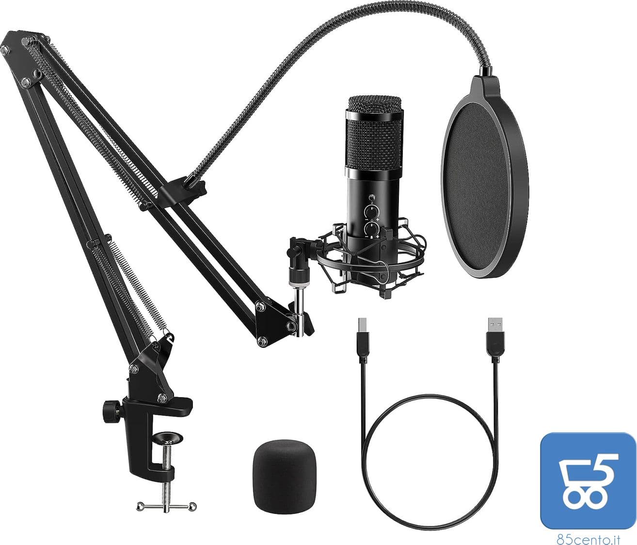 Kit Microfono a Condensatore Cardioide per Podcasting Voice Over Streaming YouTube per Computer Desktop Laptop MAC o Windows